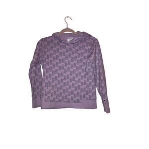 Champion Lavender Allover Logo Hoodie Youth Large 14/16